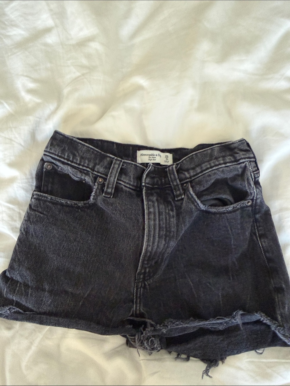 Abercrombie & Fitch Black Distressed Denim Cutoff Shorts Size 25